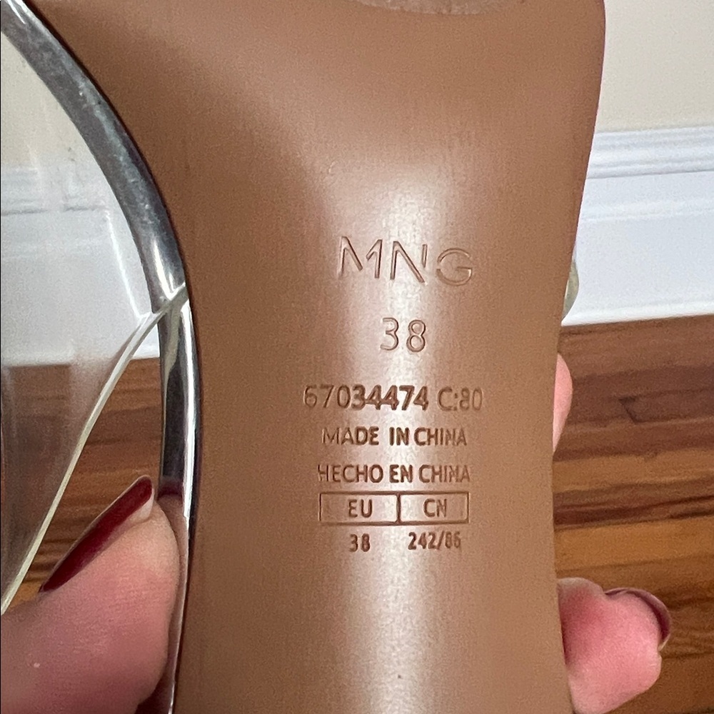 Mango Clear PVC Slingback Heels with Silver Accents - Picture 10 of 13